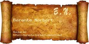 Berente Norbert névjegykártya